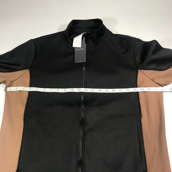 NWT Truth By Republic Mens Track Jacket MN00060M Size Medium Black/Coffee - Picture 8 of 11